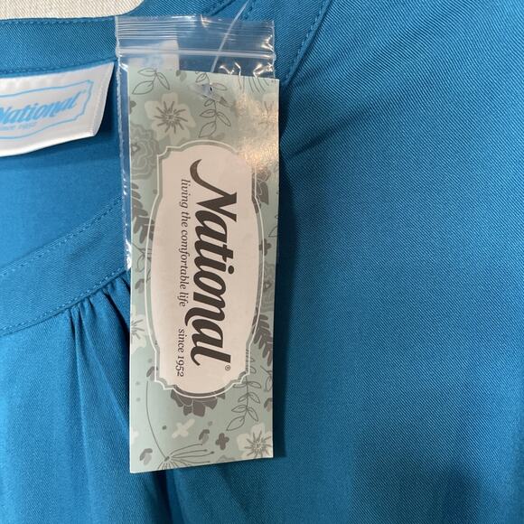 National Since 1952 Women 3X Lightweight Blouse - 1/4 Button - Long SLV Blue NWT - Picture 4 of 8